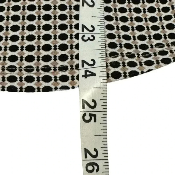 Adrianna Papell Women's Medium Black White‎ Brown Dot Patterned Tie Neck Top - Picture 6 of 7